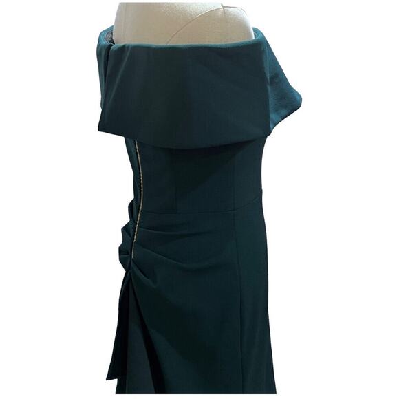 Betsy & Adam Off The Shoulder Pine Green Ruffle Bow Back Gown New Sz 8 USA - Picture 6 of 16